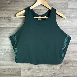 Athleta Long Line Sports Bra Jade Green Camo Small Conscious Crop